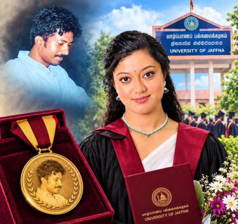 யாழ். பல்கலைக்கழக பட்டமளிப்பு விழா: மாணவி தனுஷ்காவிற்கு ‘அமரர் நிலக்சன் ஞாபகார்த்த தங்கப் பதக்கம்’ வழங்கி கௌரவிப்பு!