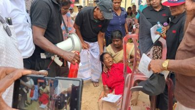யாழ்ப்பாணம் பலாலியில் நிலமீட்பு போராட்டத்தில் பரபரப்பு: பெண் ஒருவர் திடீரென மயங்கி விழுந்ததால் பதற்றம்